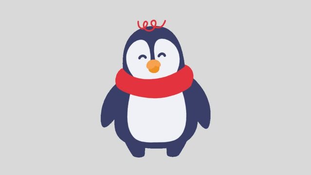 Cartoon animation of a cute penguin dancing