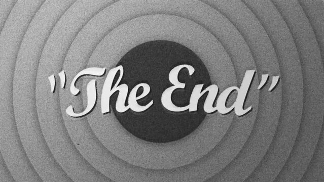 The End Sign Title Old Movie Adaption Style Look-alike – vintage film ending screen, black and white movie outro, retro cinematic text, silent film style, classic Hollywood typography