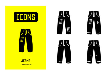 Set of icons jeans. Vector design for business and stock.