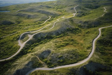 aerial view of empty mountain bike trails