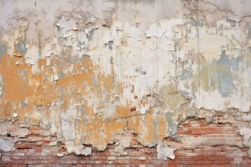 brick wall with dilapidated plaster texture
