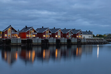 Svolvær city harbor at night,Lofoten,Norway	
