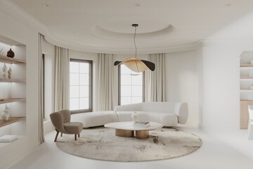 modern home interior, living room. 3d render