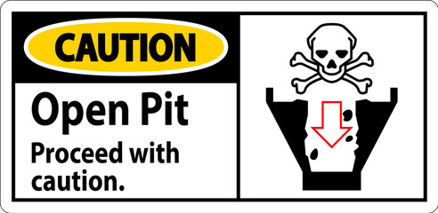 Caution Sign Open Pit Proceed With Caution