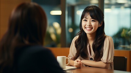 笑顔で仕事の打ち合わせをする女性(generative ai)