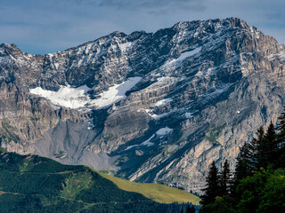 Summer travel to the Swiss Alps. Sun, warm beautiful weather, relaxation and travel. - 679624548