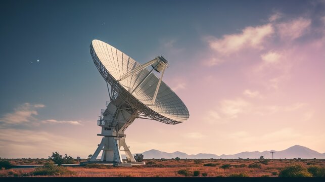 Satellite dish in the desert made with Ai generative technology