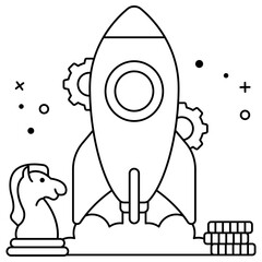 Creative design icon of launch strategy 

