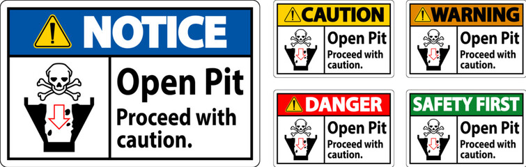Danger Sign Open Pit Proceed With Caution