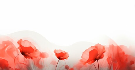 watercolor illustration of red poppy background banner remembrance day poppies illustration, wallpaper banner copy space for text  - obrazy, fototapety, plakaty