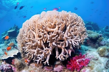 Fototapeta na wymiar transplanted corals adhering to a reef ball