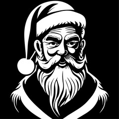 Black and white portrait of bad Santa Claus