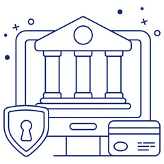 Dollar coin inside monitor, icon of secure online banking

