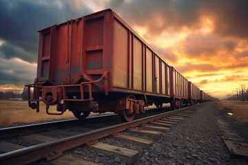 Obraz premium railway wagon with locked cargo doors