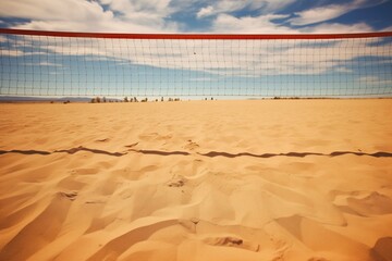 empty volleyball sand court with clear net
