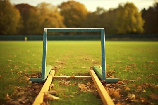 close-up of a hurdle on a field track