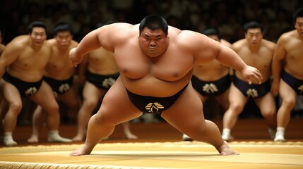 sumo fighters in the arena will compete - obrazy, fototapety, plakaty