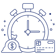 Dollar with clock, icon of time is money

