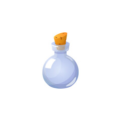 Closed glass empty potion bottle flat style, vector illustration
