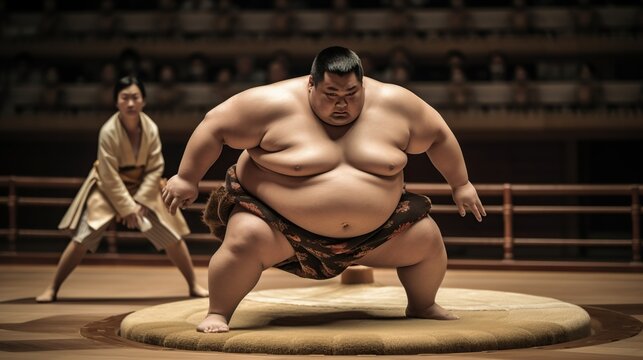 sumo fighters in the arena will compete