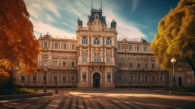 Historic building in Madrid. Beautiful historical building