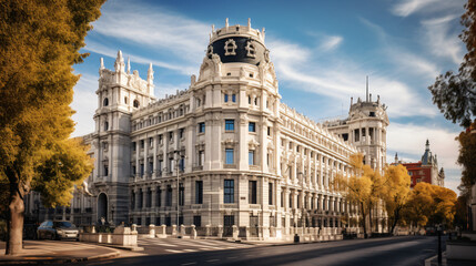Fototapeta na wymiar Historic building in Madrid. Beautiful historical building