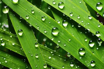 close-up of droplets on bamboo leaves