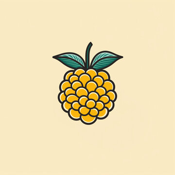 Simple graphic of a Golden Raspberry berry. Flat clean cartoon 2D illustration style