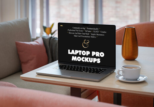 Laptop Pro on Table Mockup