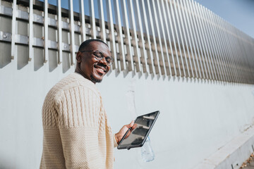 Diverse corporate team collaborates for business expansion in urban city. Financial planning,...