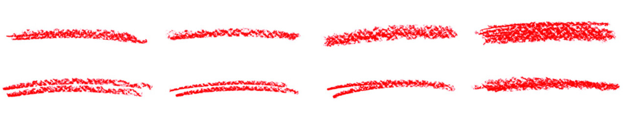 Acht Kreidestreifen in rot auf weiß