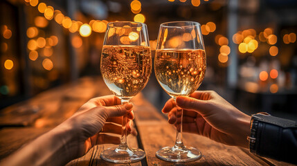 two glasses of champagne at New Year's Eve