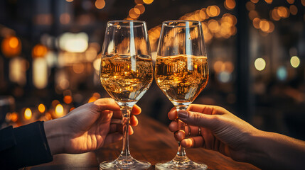 two glasses of sparkling at New Year's Eve