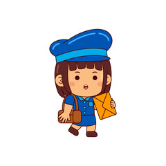 cute postman girl cartoon character