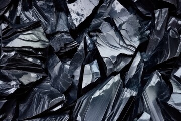 close-up of obsidian black glass rock texture
