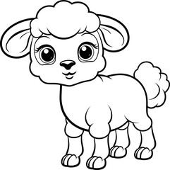 Sheep cute animal black and white coloring page