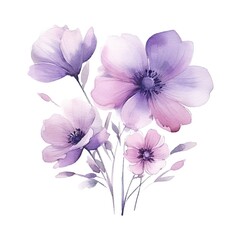 Elegant purple flower with watercolor style for background and invitation wedding card
