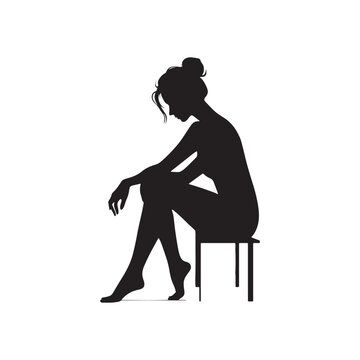 Seated Solitude: Woman Silhouette - A Poignant Image Reflecting the Solitude and Stillness of a Woman in a Seated Position