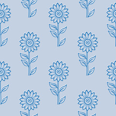Floral botanical texture pattern . Seamless sunflower pattern can be used for wallpaper, pattern fills, web page background, surface textures.