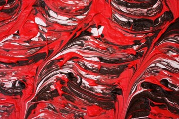 thick swirls of red and black oil paint