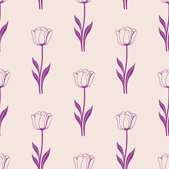 Floral botanical texture pattern . Seamless tulip flower pattern can be used for wallpaper, pattern fills, web page background, surface textures.