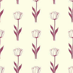 Floral botanical texture pattern . Seamless tulip flower pattern can be used for wallpaper, pattern fills, web page background, surface textures.