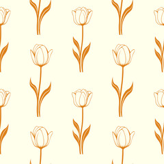 Floral botanical texture pattern . Seamless tulip flower pattern can be used for wallpaper, pattern fills, web page background, surface textures. - obrazy, fototapety, plakaty