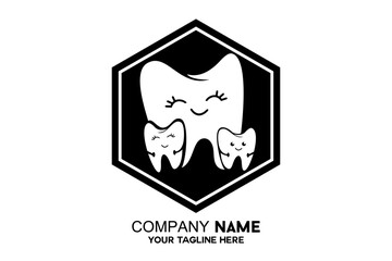 dental logo with hexagon background