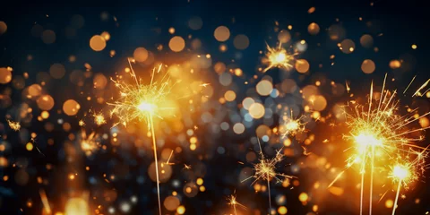 Foto op Plexiglas Burning sparklers for the new year festival. Background © VSzili