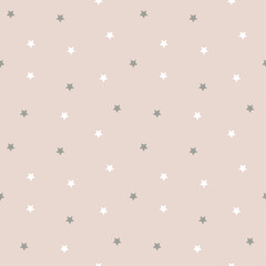 Seamless hand drawn vector pattern with stars in pastel colors.