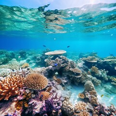 Underwater coral reefs. Mesmerizing ocean background