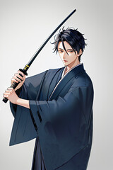 日本刀を構えた男性