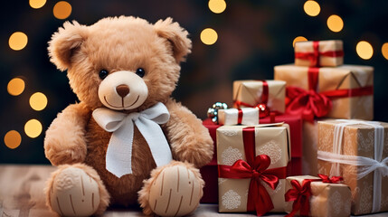 teddy bear with gifts