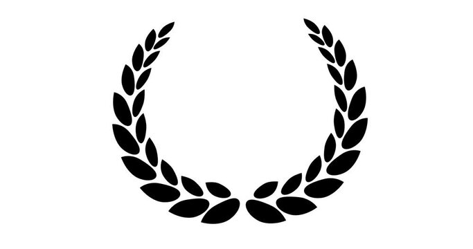 black  Award wreath animation on black background,black laurel wreath animation